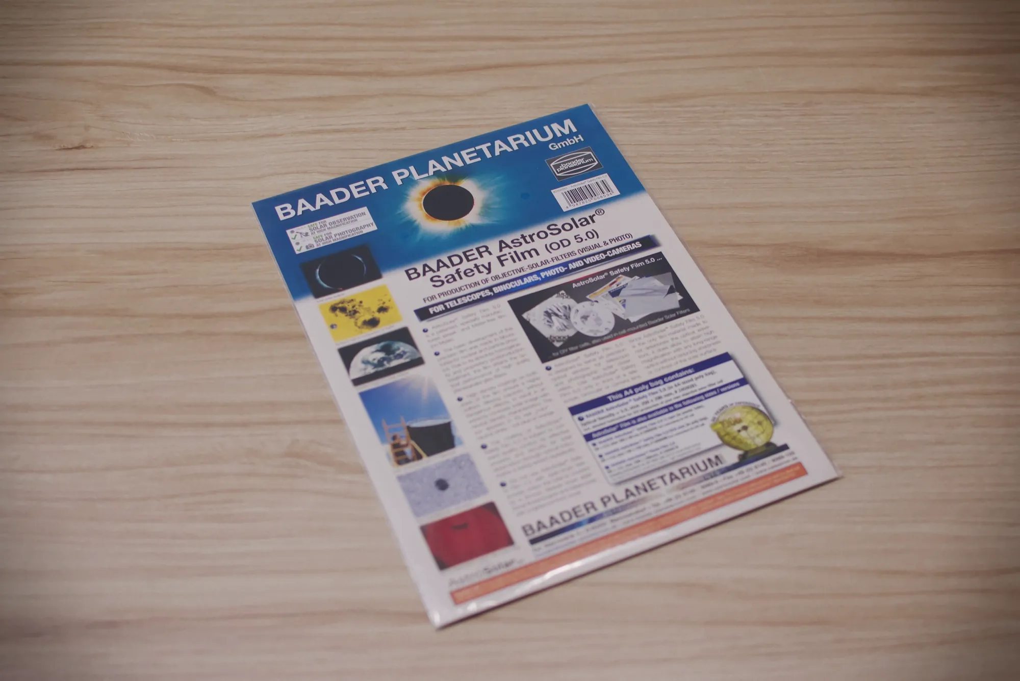 La lámina Baader AstroSolar Safety Film OD 5.0